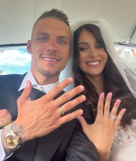 Lukas Haraslin and Nikol Haraslin on their wedding day